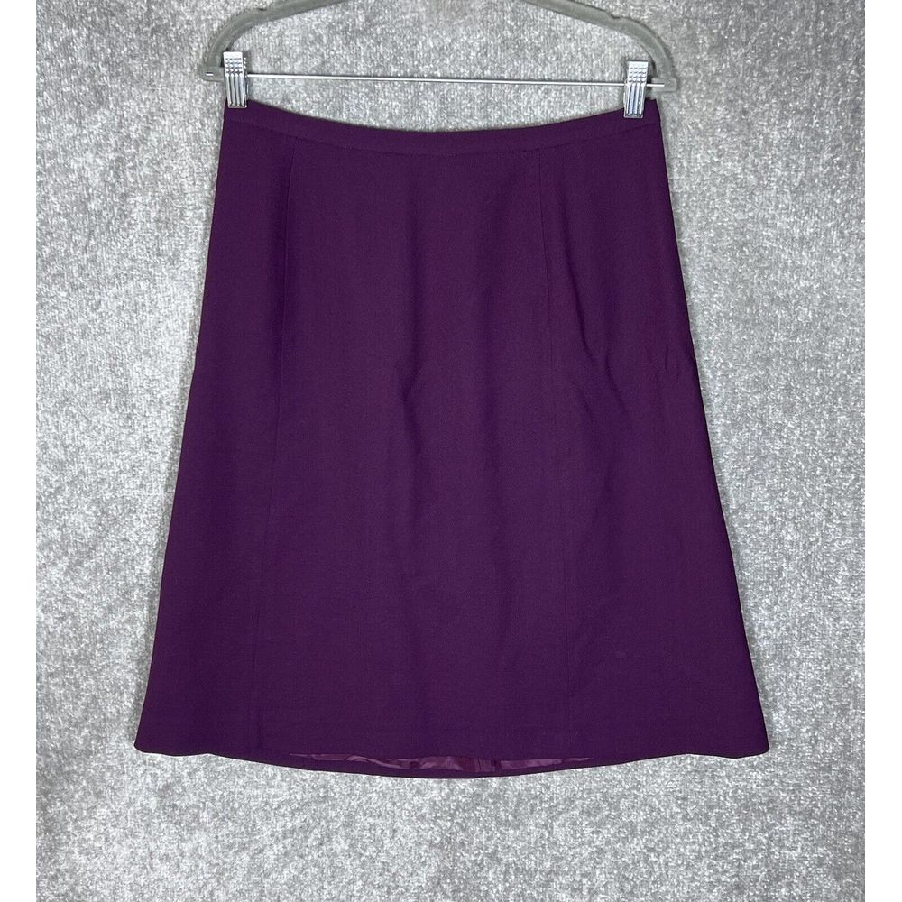 Talbots Petites Wool Midi Skirt Womens Size 12P Purple Vintage USA Made Lined‎